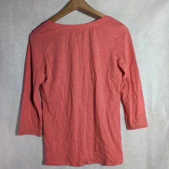 Cool Peasant Top Pink 3/4 sleeve by Lucky Brand sz S Silver Details - Picture 2 of 4